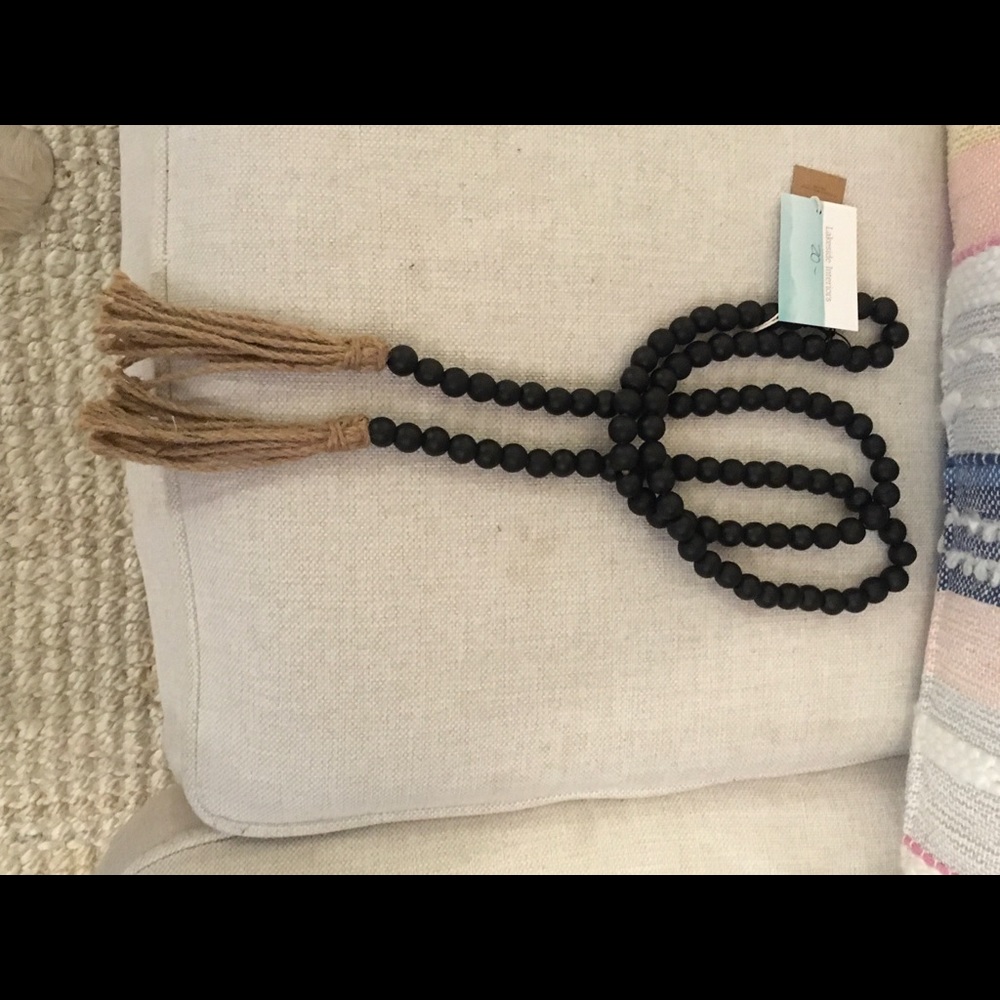 Black Bead Garland with Jute Tassels
